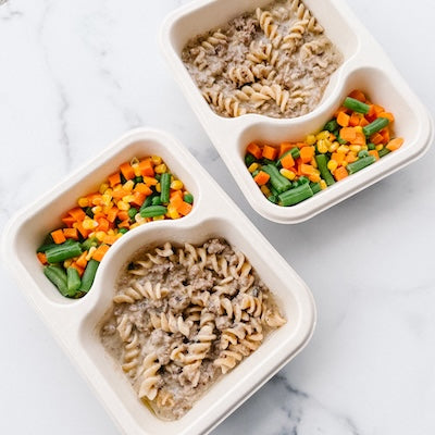 Beef Stroganoff and Steamed Veggie Power Pack