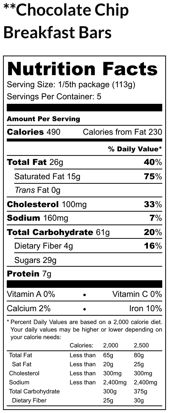 Chocolate Chip Breakfast Bars
