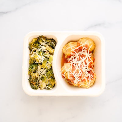 Parmesan Chicken Meatballs and Roasted Broccoli Power Pack