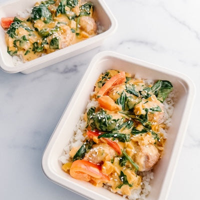 Thai Chicken Meatballs with Cauliflower Rice
