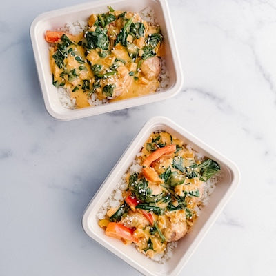 Thai Chicken Meatballs with Cauliflower Rice